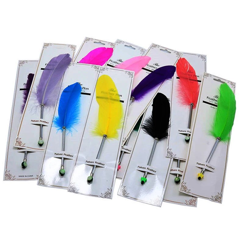 

20 Pcs Top Selling Multi colors Wedding Feather Guest Book Signing Pen Ballpoint Pens Stationery Students Gift School Supplies
