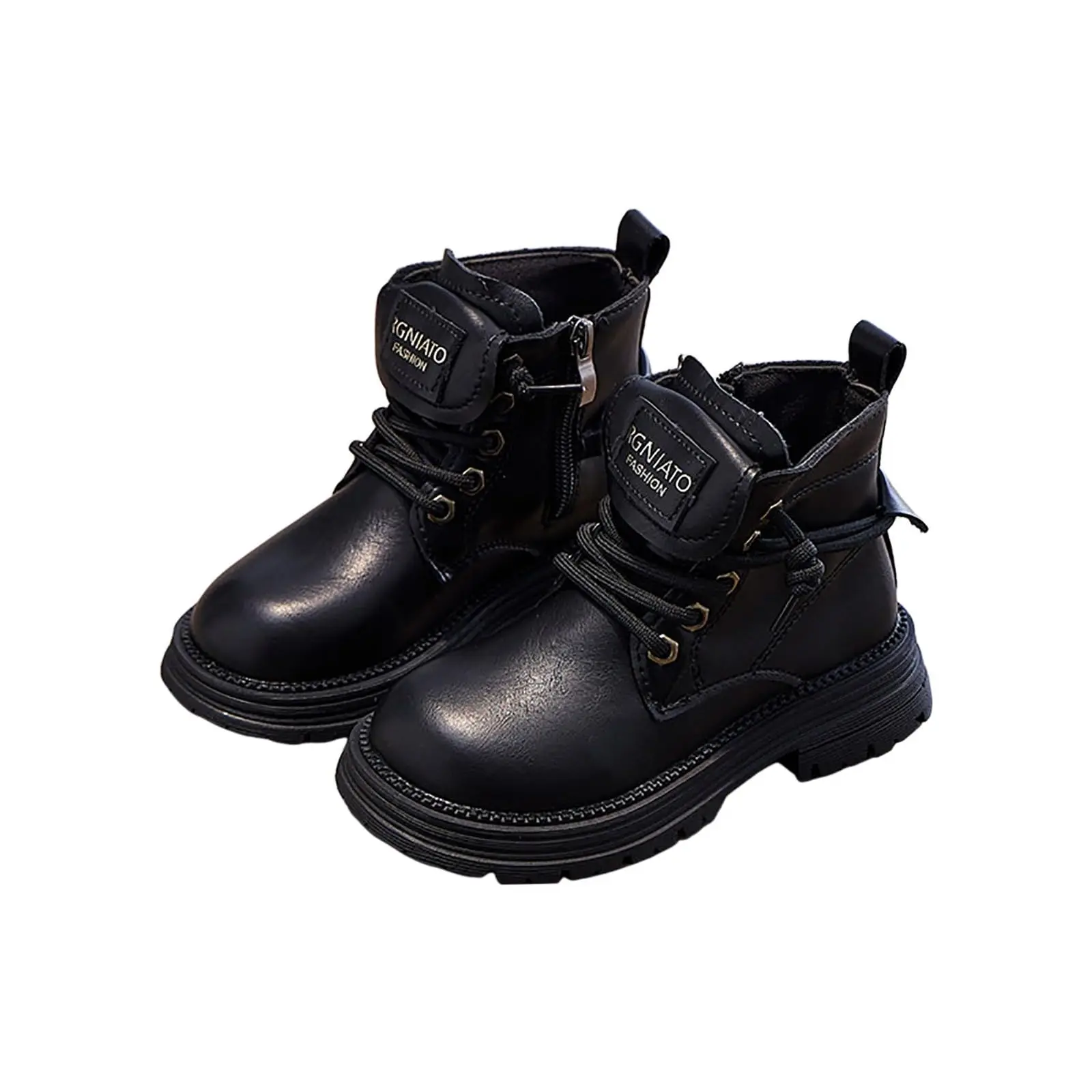 가을/겨울 신상품 남아용 영국 스타일 레터 플랜지 가죽 부츠 여아용 레트로 패션 싱글 부츠 여아용 숏부츠