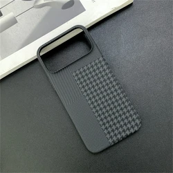 Luxury Slim Carbon Fiber Matte Case with Checkered Pattern and Contrast Color Bumper Cover - iPhone 18 Pro (A01)