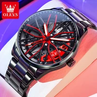 OLEVS New Top Brand Cool Men's Watches 360 Degree Rotating Wheel Stainless Steel Rim Dial Waterproof Sport Fashion Quartz Watch