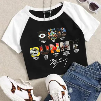DTMF Bad Bunny Crop Tops T-Shirt Girls Fashion Women O-Neck Short Sleeve Fans Gift T-shirt 1
