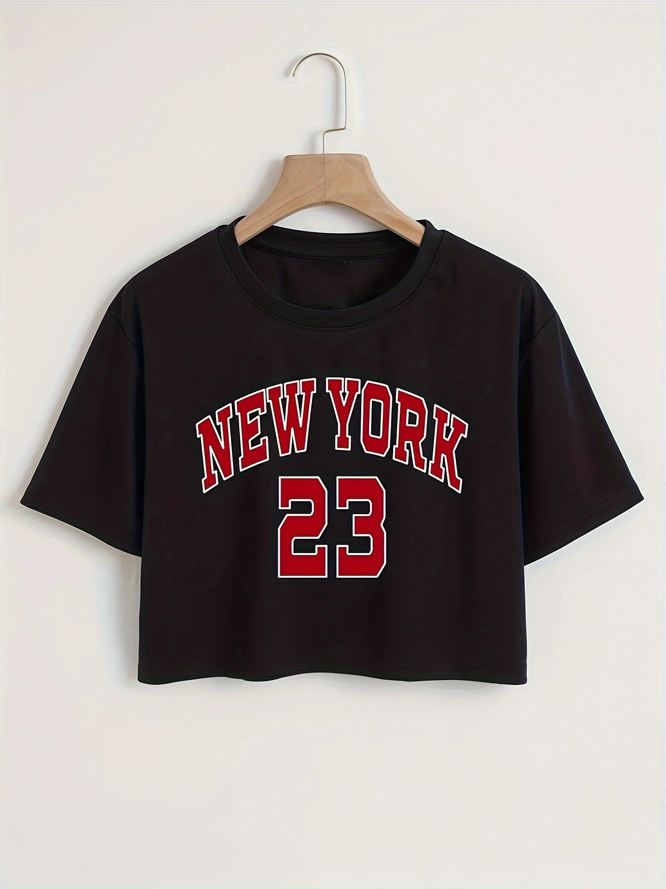 New York Letter Print Crop T-Shirt
