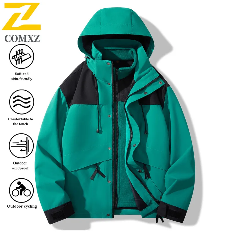 EiAO Jacket Couple's 3-in-1 Winter Thermal Fleece Liner Waterproof Windproof Expedition Parka for Camping Fishing Snow Trekking