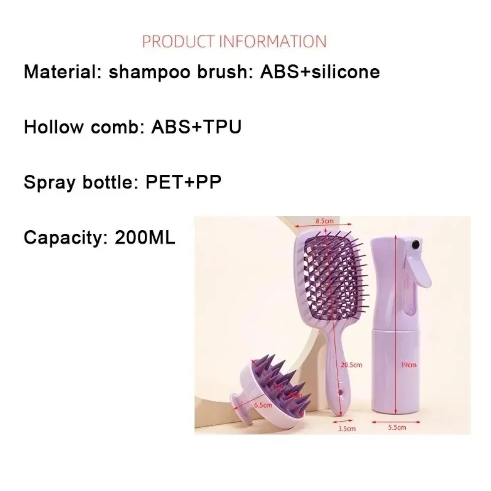 Pettine per massaggio del cuoio capelluto in Silicone da 4 pezzi spazzola per capelli districante applicatore per tinture per capelli per parrucchieri flacone Spray strumenti per lo Styling del barbiere