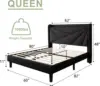 Queen Bed Frame with Charging Station, Upholstered Platform Bed Frame with Wingback Storage Headboard, Solid Wood Slats Support 2