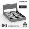 Queen Bed Frame with 2 Storage Drawers and Luxury Wingback Upholstered Button Tufted Storage Headboard Charging Station 2