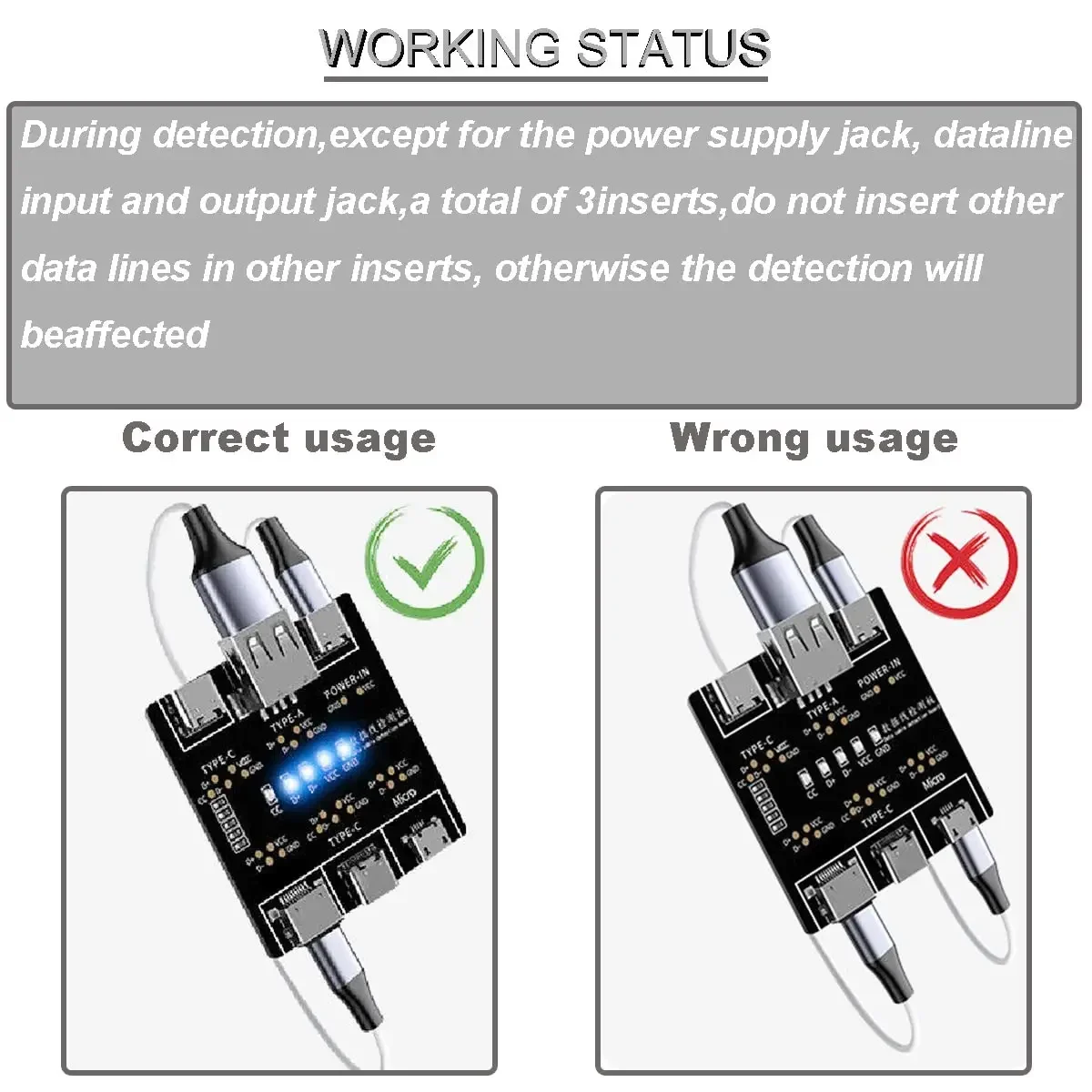 1-3Pcs DT3 USB Tester Data Cable Detection Board for IOS Android Micro Type-C Short Circuit on-Off Switching Test Board Tool