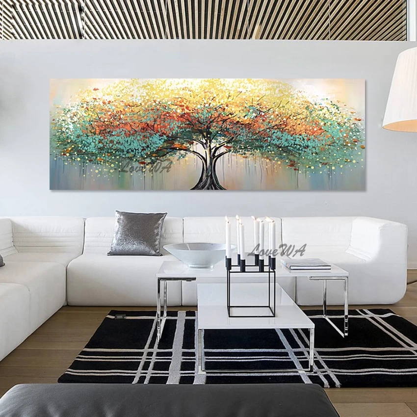 

Негабаритный холст, искусство, высокое качество, акриловая живопись, абстрактная Современная Настенная картина с деревом, картины для отелей, ручная роспись, пользовательские картины