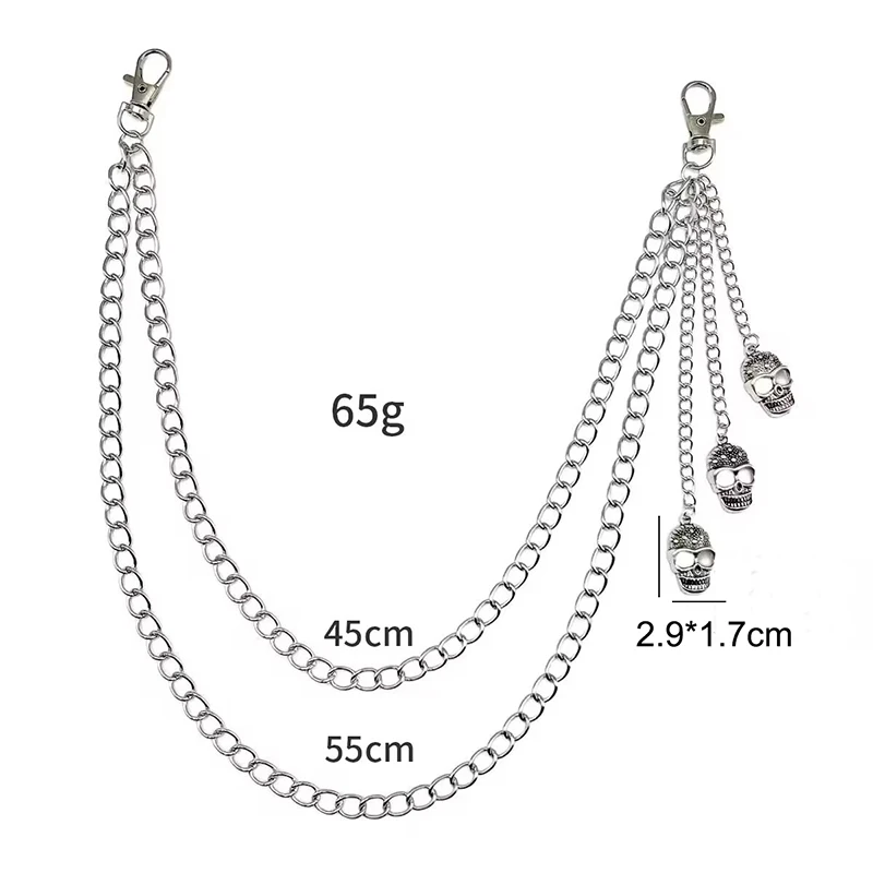 Handmade Doll Keychain Punk Pants Chain Skull Halloween Key Chain Men Women Jean Trouser Biker Chains Harajuku Gothic Jewelry