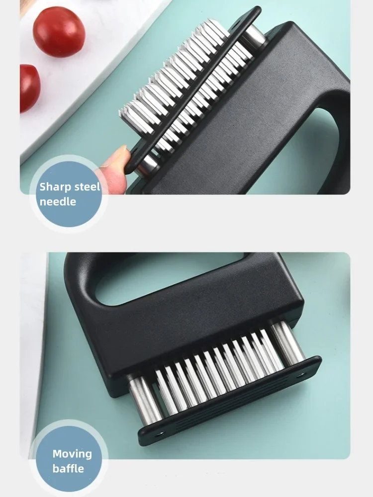 Description Picture 6 of itemMeat Tenderizer with Stainless Steel Ultra Sharp Needle Blades Kitchen Cooking Tool Best for Tenderizing BBQ Marinade Accessorie