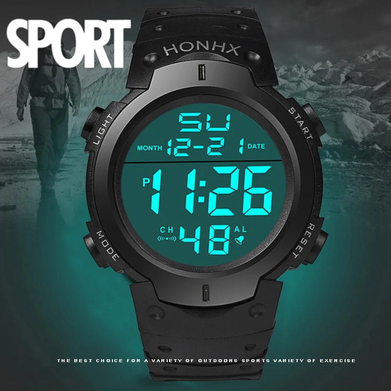 Unisex Sports LED Display Digital Watch with Stopwatch and Date Features