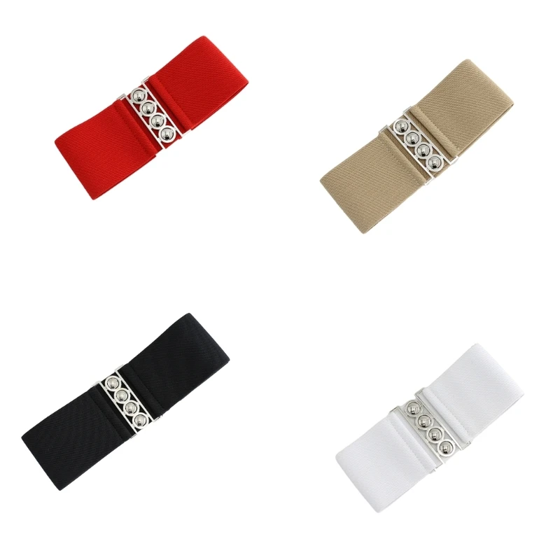 

Women Stretchy Waist Belt Elegant Wide Corset Universal Elastic Rope Decorative Women Corset with Alloy Butt Buckle
