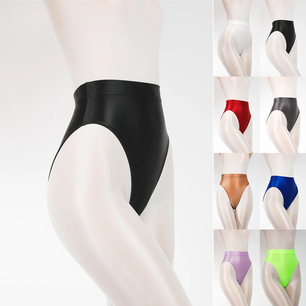 

Women Sexy Ultra-Thin Transparent Leggings High Waist Shiny Satin Glossy Opaque Gym Soft Yoga Leggings Ladies Briefs