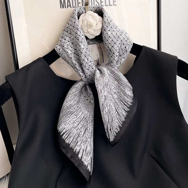 100% Pure Silk Floral Square Scarf Women Neck Hair Bandana