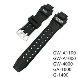 Men's Black Waterproof Sport Silicone Resin Watch Band (Black)