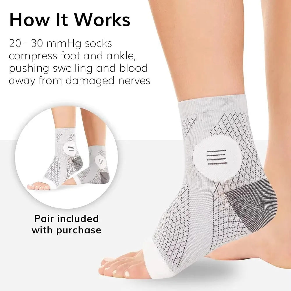 Neuropathy Socks Peripheral Neuritis Therapy Compression Diabetic Open-Toe Foot Sleeves for Ankle Gout Nerve Damage Pain 1Pair