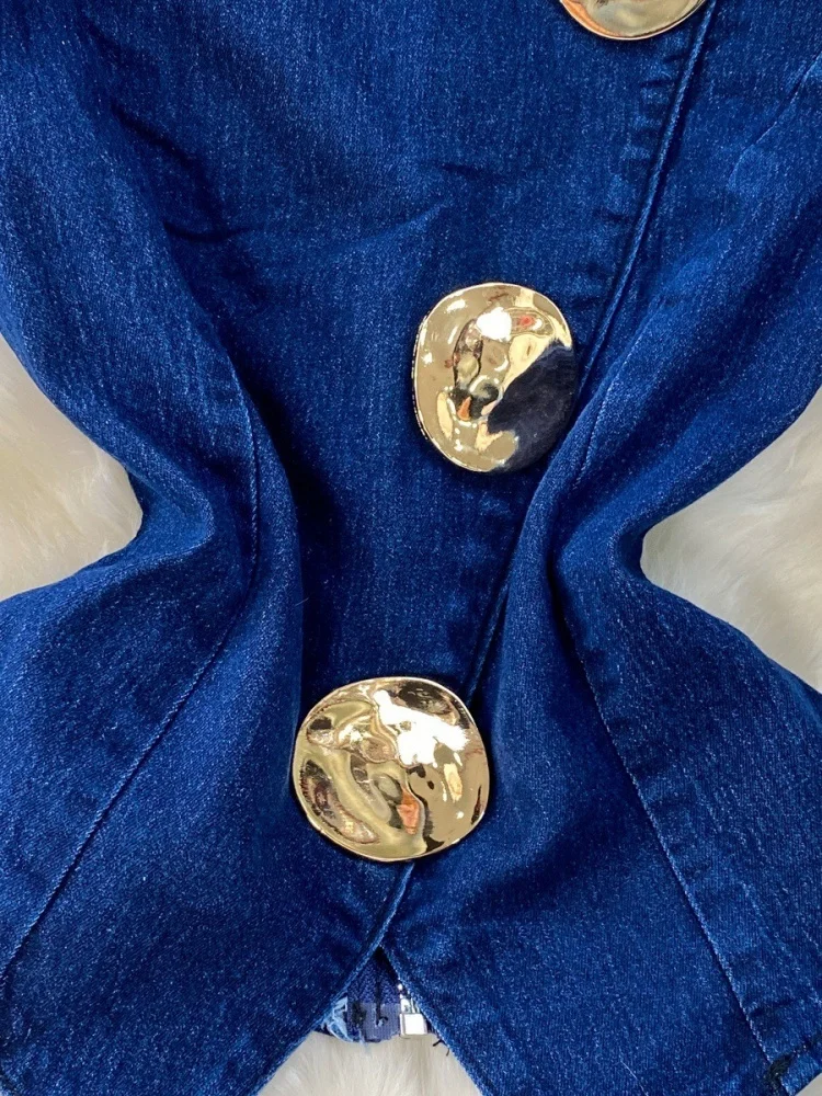 Wmstar Denim Two Piece Sets Women Wholesale Sleeveless Vest Crop Top and Wide Leg Pants Fashion Streetwear  Outfits