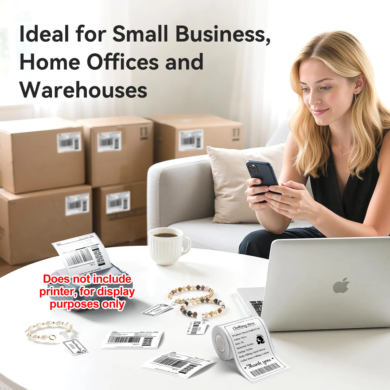 Large Size Labels for Niimbot B4 Portable 4inch Label Printer Shipping Barcode Tag Self-adhesive Stickers for Small Bussiness