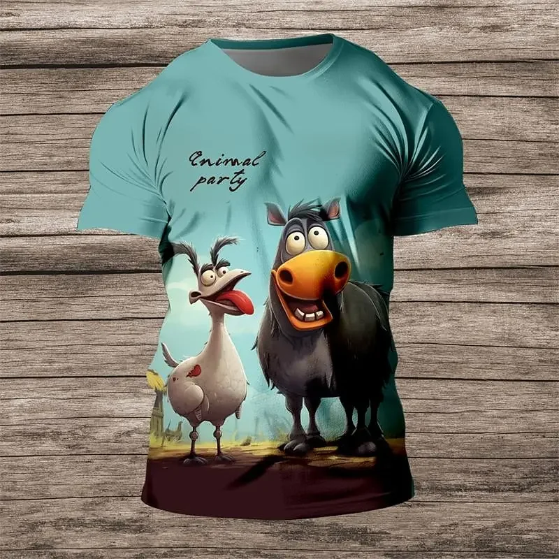 

Funny 3D animal print t shirt for men casual o-neck short sleeve tops summer street trend loose tee fashion comfortable clothing