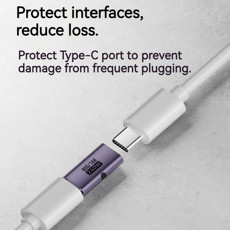 알루미늄 240W USB to 타입 C 어댑터 USBC to 타입-C 여성용 80Gbps OTG 16K 비디오 고속 충전 커넥터 노트북 폰 맥북용