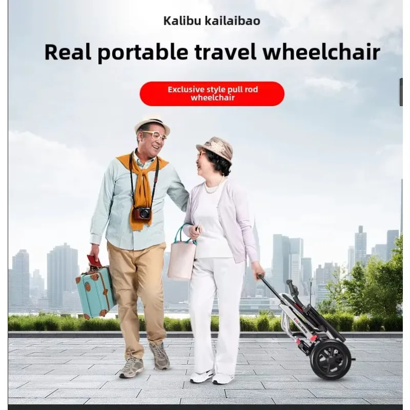 Sedia a rotelle manuale per donna incinta pieghevole leggera piccola scooter da viaggio per anziani - immagine 3