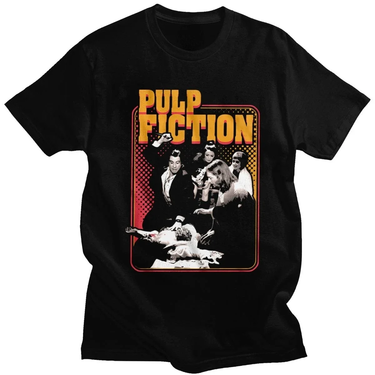 

Men Short Sleeved Tops Mia Wallace Tops Quentin Tarantino Tee summer Man T Shirt Funny Retro Adrenaline Shot Pulp Fiction TShirt