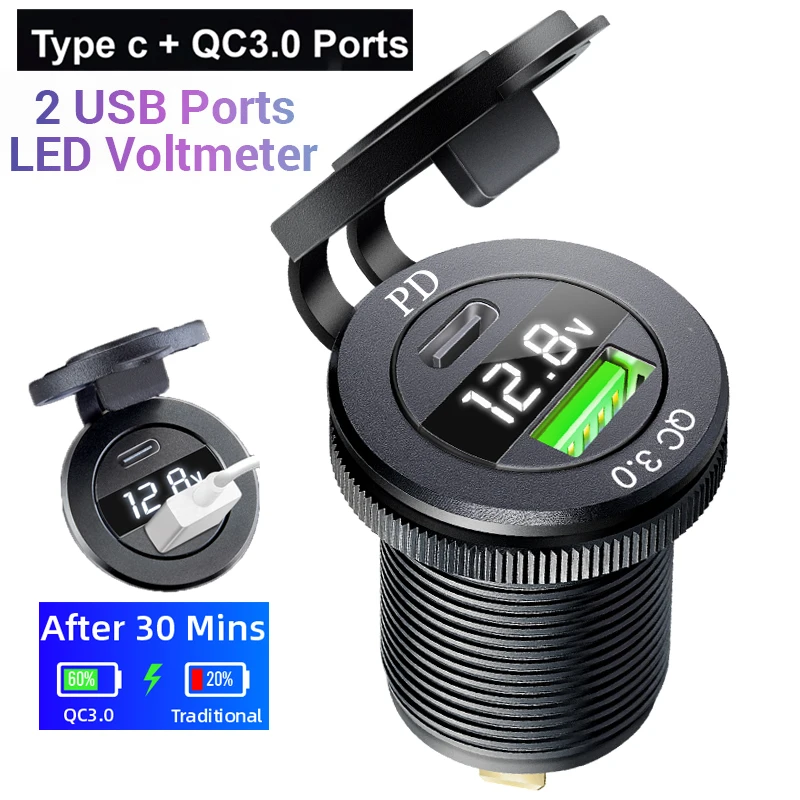 Proride 12v Usb Lader Motor - Usb Aansluiting Motor - 2 Poorten Met Schakelaar - Qc3.0 - Voor Motor