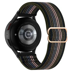Braided Loop Strap Nylon Elastic Bracelet Watch Band for 22mm (Khaki Stripe )