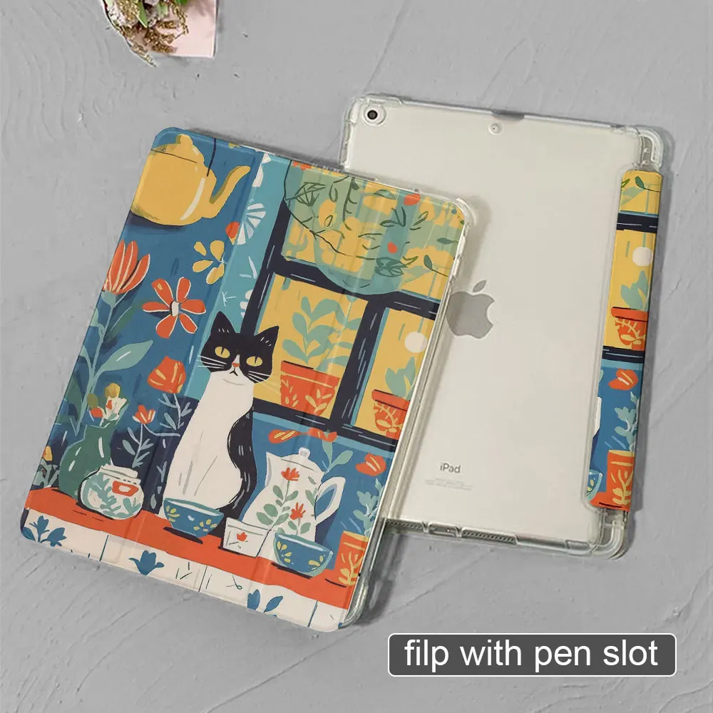 Sleek Pattern iPad Case with Pen Slot and Anti-Fall Protection
