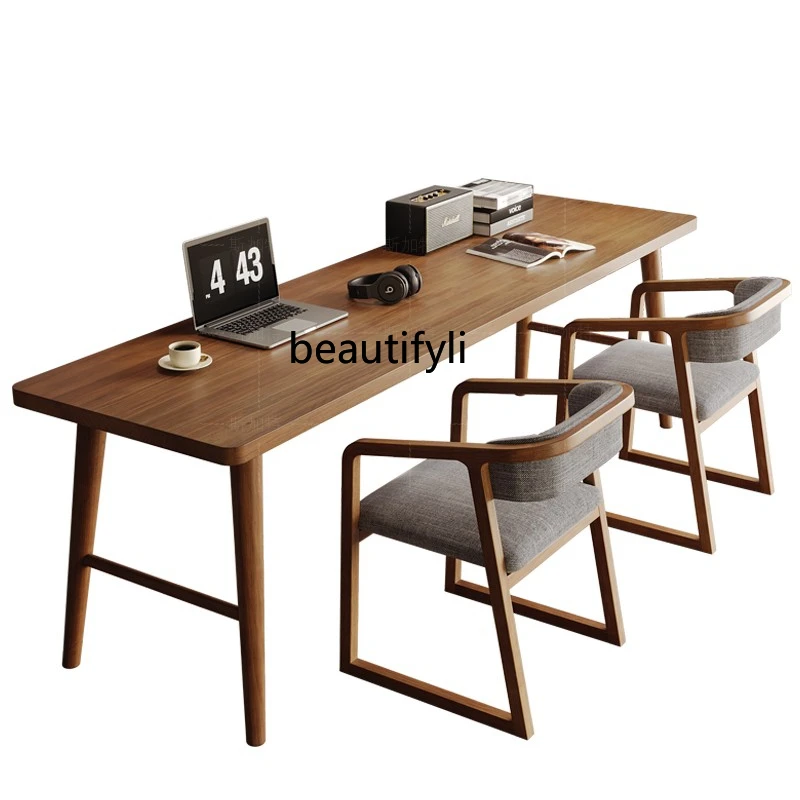 

Solid Wood Double Desk Home Corner Long Table Study Table Bedroom Desk Desk Student Computer Desk furniture living room