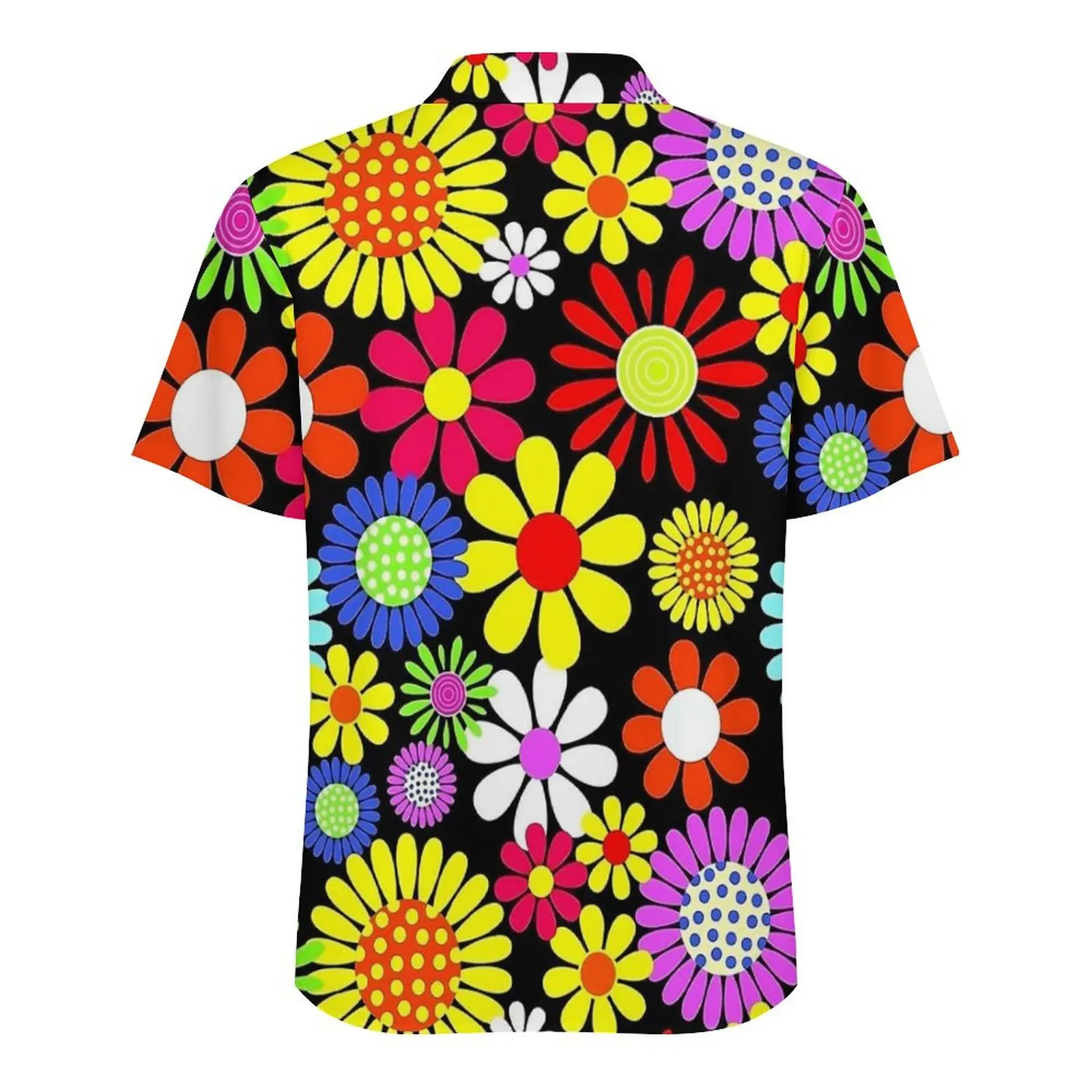 Retro Colorful Flower Power Print Vacation Shirt Male  Novelty Casual Shirts Hawaiian Short Sleeve Comfortable Plus Size Blouses 4