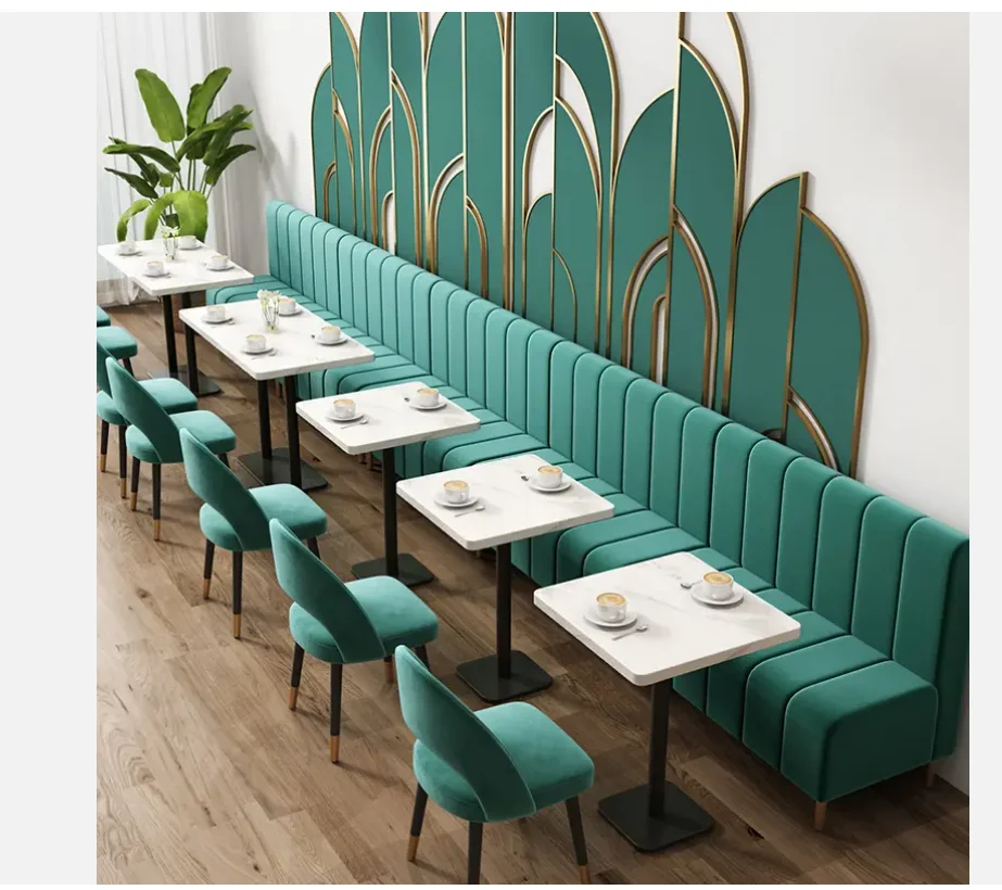 Design Modern Cafe Bench Seating Fast Food Restaurant Tables and Chairs Sets Coffee Shop Furniture Restaurant Booths