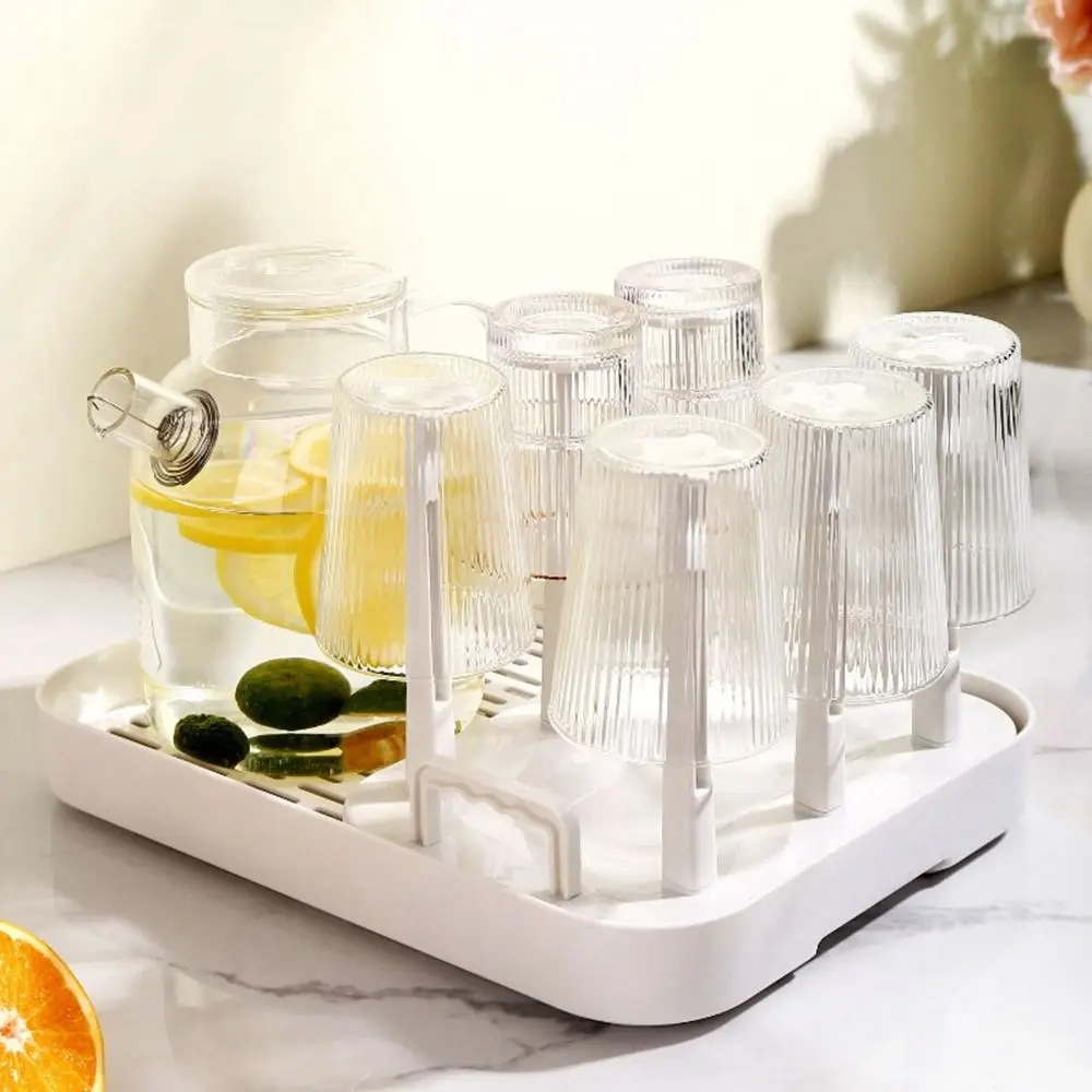 Plastic Cup Drying Rack Upside-Down Large Capacity Glass Cup Storage Rack with Handle Detachable Glass Cup Drainer Holder 3