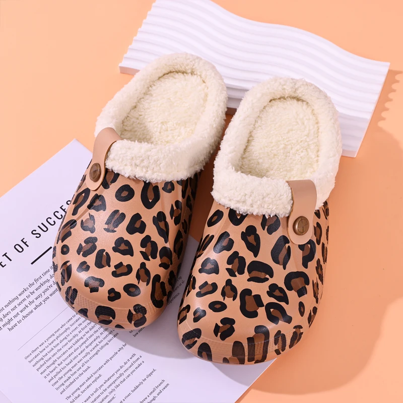 Indoor slippers women winter cotton rubber sole anti-slips waterproof home shoes