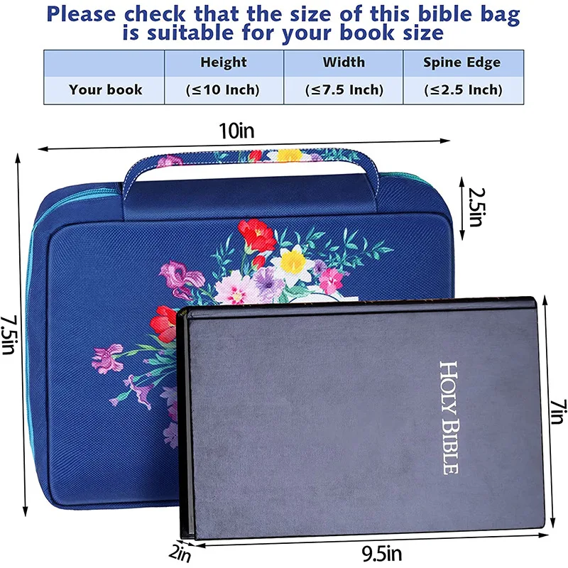 Printed Bible Bag Dustproof Mobile Phone Tablet Computer Data Book Cover Certificate Needle And Thread Multi-functional Storage