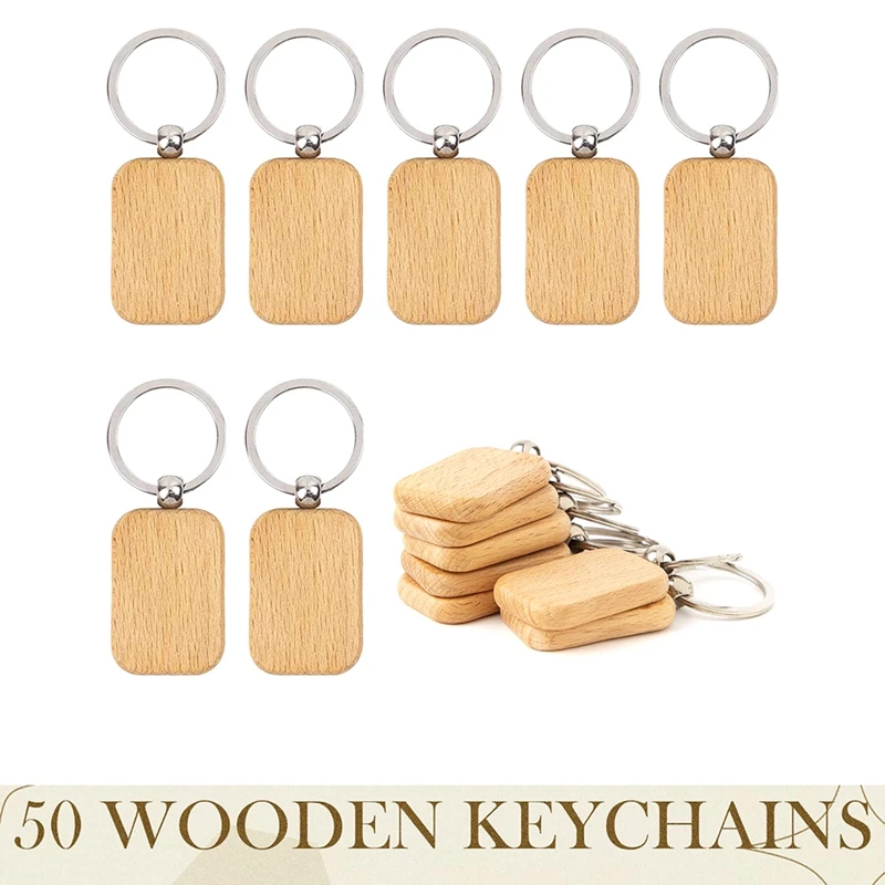 RECTANGLE UNFINISHED WOOD Keychain Wood Keychain Blanks DIY