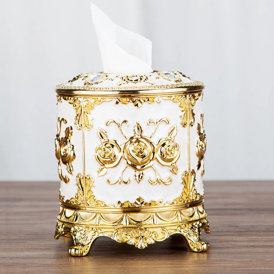 1pc European Circular Tissue Box, Cylindrical Paper Extraction box, Home Decoration, Hotel Restaurant, Hollow Paper Storage Box 4