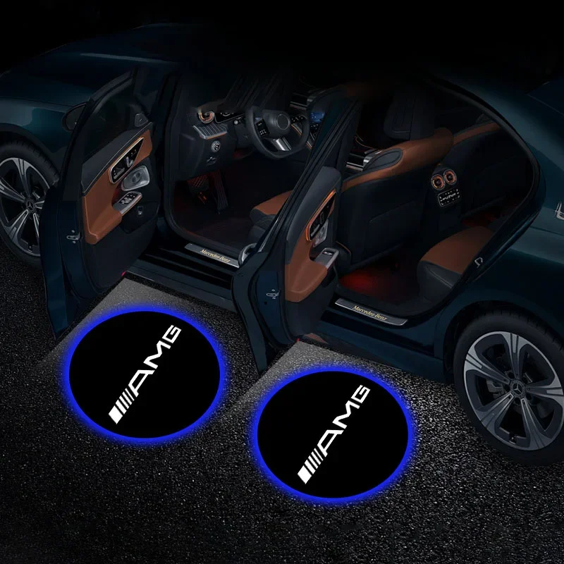 2pcs HD Led Car Door Projector Lamps Car Accessories For Mercedes Benz GLK X204 2008-2015 Amg A W168 W169 B Class