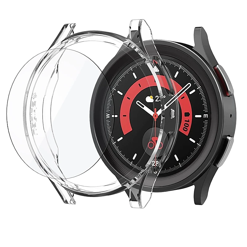 Custodia + Vetro Temperato Per Samsung Galaxy Watch 5 Pro 45Mm Hard Pc Bumper Screen Protector Per Galaxy Watch 5 Pro Accessori Per Custodie