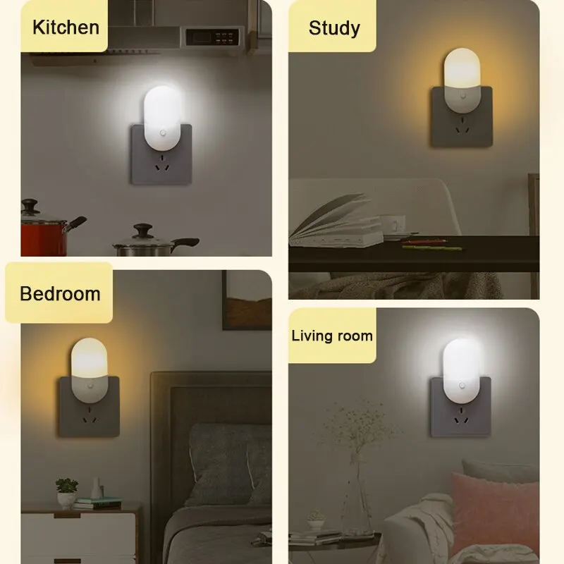 2 PC Led Mini Night Light Switch Plug In Led Lighting Eye Protection Night Lamp Use For Bedside Baby Feeding Decoration Bedroom 5