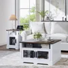 Square Coffee Table, Farmhouse Coffee Tables for Living Room, Wood Coffee Table with Storage, White Coffee Table with Hidden 5