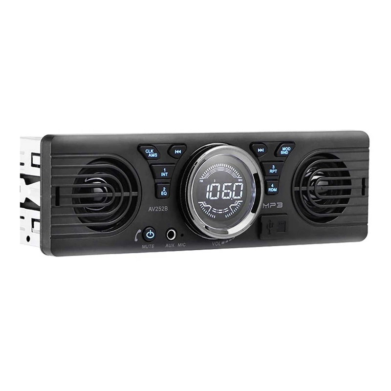 Car Radio AV252B Universal 1 din in-Dash MP3 Audio Player Built-in Speaker Stereo FM Support Bluetooth Aux USB/TF Card 