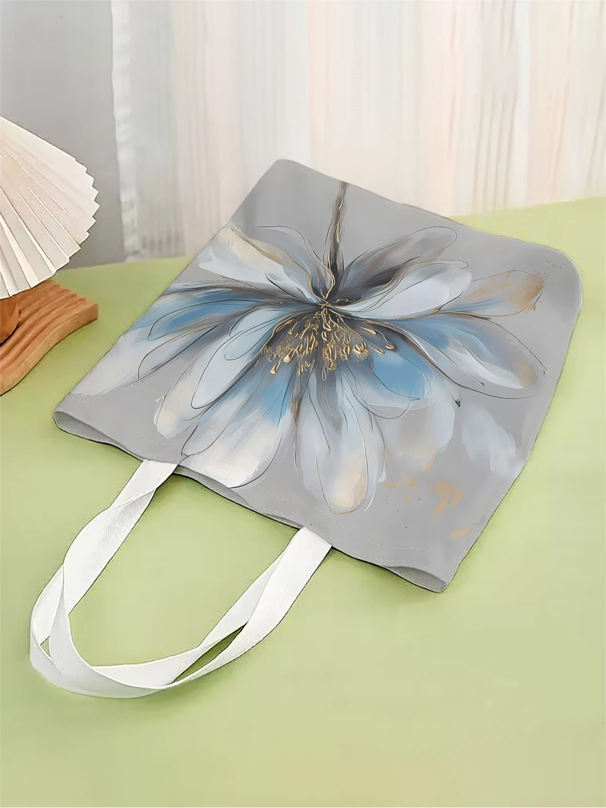 1pc,Colorful Flower Handbag, Reusable Fashion Handbag, Multi functional Handbag, Printed Canvas Shopping Bag