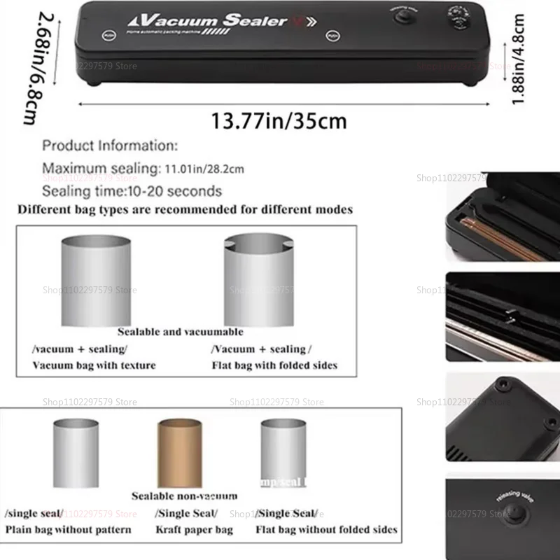Automatic Small Food Vacuum Sealer Machine for Fresh Cooked Food Plastic Packaging Compact Sealers Food Preservation 3