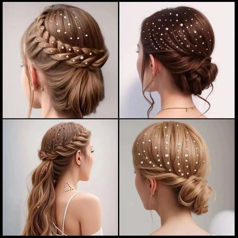 셀프 접착 헤어 펄 스티커 믹스 3mm/4mm/5mm/6mm 펄 스티커 베이지색 아름다운 얼굴 펄 스티커