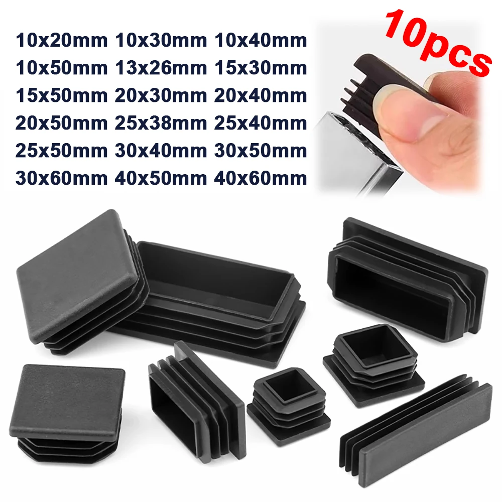 Plastic Rectangle Blanking End Caps Tube Pipe Inserts Plug 10x20 10x30 13x26 25x40 30x50 40x60 Table Chair Furniture Foot Cover chair leg caps,furniture leg caps,pipe plugs,pipe inserts,furniture foot mats,chair leg protector,furniture foot protector,furniture leg pads,furniture foot pads,rubber furniture feet pads,furniture feet