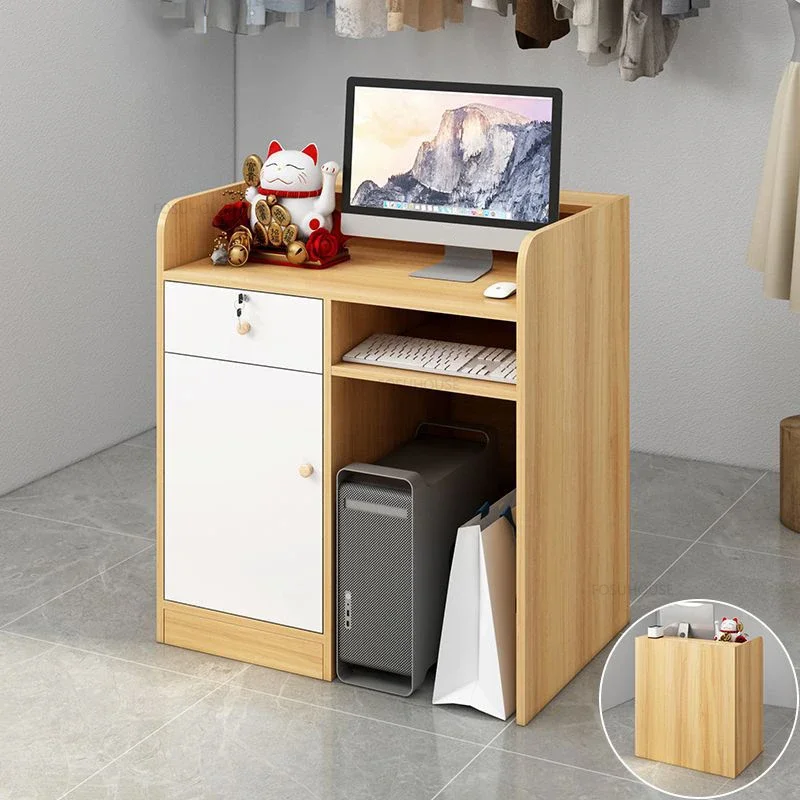 Nordic Small Reception Desks Restaurant Front Desk Reception Counter Cashier Bar Table Modern Desks for Beauty Salon C