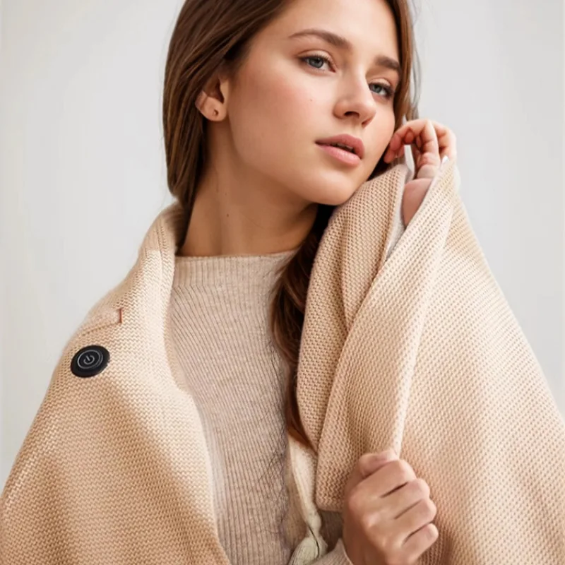 Graphene Electric Heating and Warm-Keeping Shawl Blanket USB Heating Washable for Home Office Warm Blanket Does Not Battery