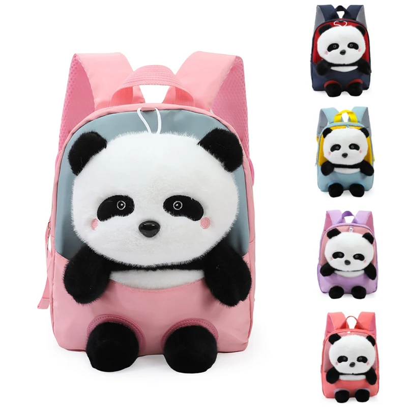 New Cute Cartoon Panda Baby Backpack Kindergarten Adjustable Child Backpack for Boys and Girls Small Schoolbags kids child bags kindergarten children plush backpack cartoon lovely cute baby newborn toddler boys girls school students bag