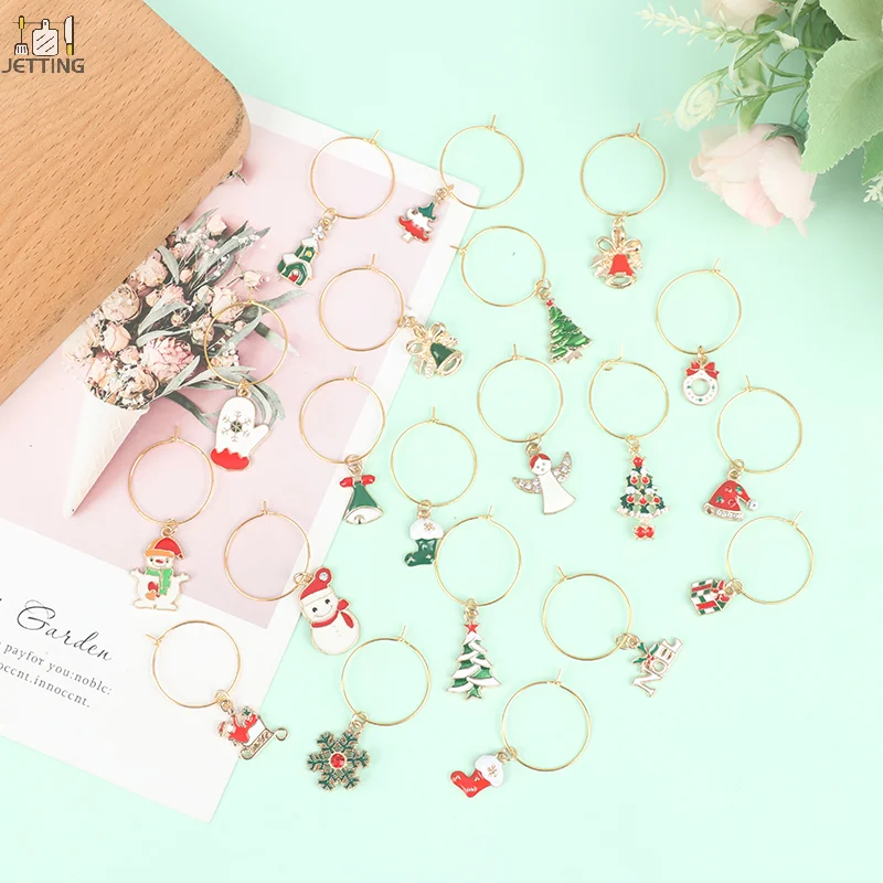20Pcs Christmas Wine Glass Markers Holiday Drink Marker Charms for Wine Glasses